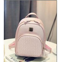 Filles sac de voyage en plein air dames double couche en cuir PU sac à dos tendance simple sauvage pierre motif sac: Rose