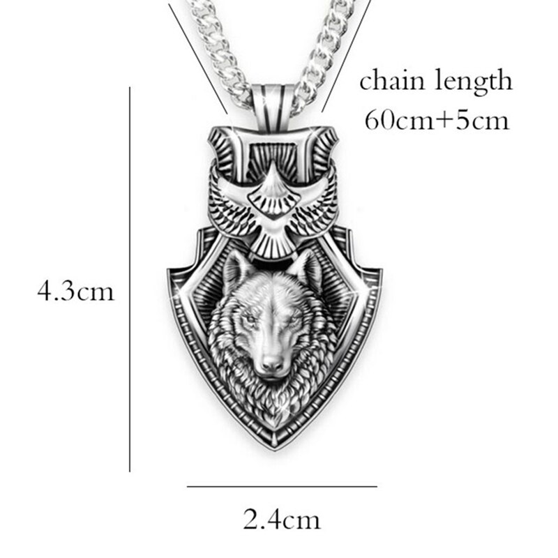 Collar con colgante de cabeza de Lobo nórdico, joyería Original de Animal, joya con estilo de cabeza de Lobo, 1 Uds.