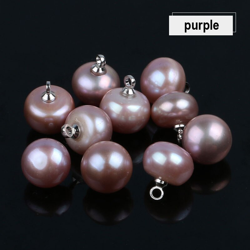 Moda Branco Pérola Natural de água doce multicolor Botão Roupas Botão de Costura Artesanato DIY Decor 7-8mm 9-10mm: purple pearl / 7-8mm
