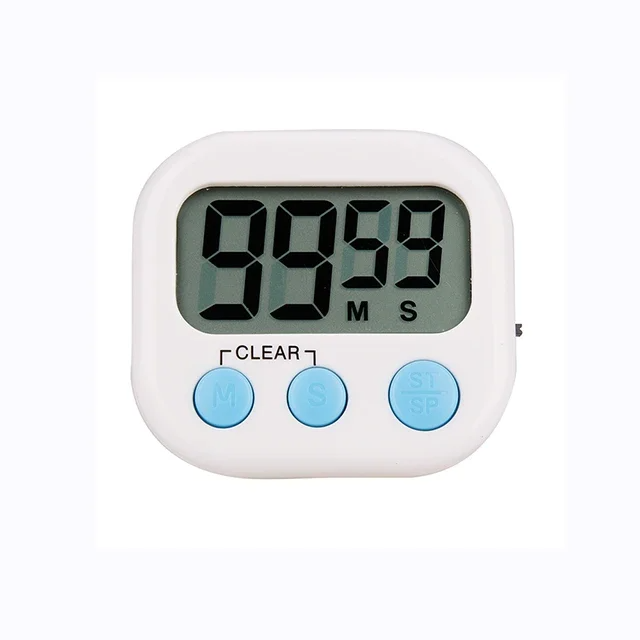 LED Counter Display Alarm Clock Manual Electronic Countdown Sports Magnetic Digital Timer Kitchen Cooking Shower Study Stopwatch: WHITE