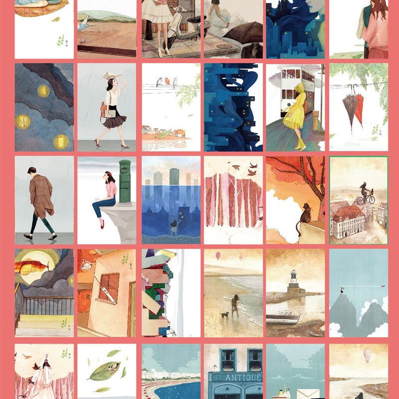 30 hojas/caja 14,3*9,3 cm arte mensaje postal tarjeta papelería creativa escritura tarjetas postales de