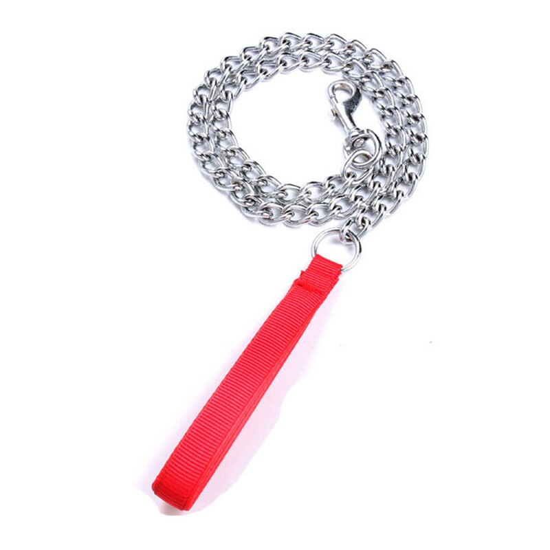 120cm 4ft Heavy Duty Dog Chain Leash Chew Proof Indestructible Metal Dog Leash with Padded Nylon Handle for Large & Medium Dogs