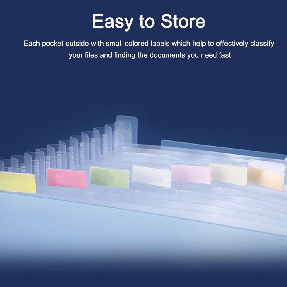School With Lables Study Portable 13 Pockets Document Organizer File Folder Expanding A4 Rainbow Classification Business Office