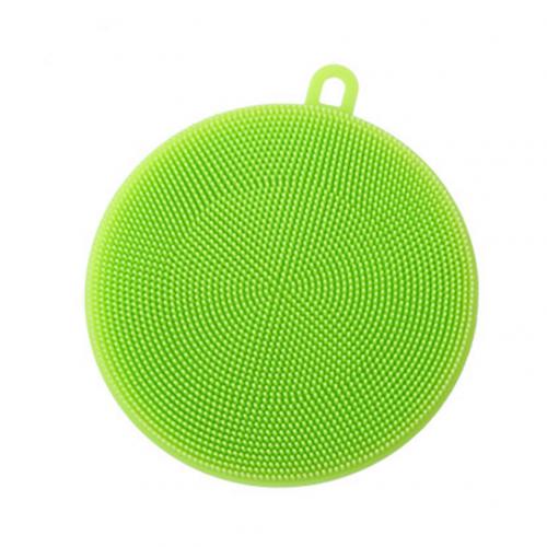 1pcs Dish Bowl Cleaning Brush Silicone Round Bowl Pan Pot Cleaning Washing Brush Scrubber Home Kitchen Pot Washing Tool: Green