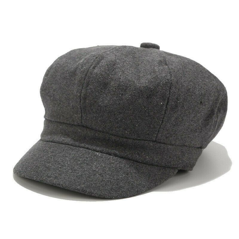 Hatt platt kvinnors flickor nyheter pojke platt keps 8 paneler baker pojke ull blandad damer: Hampgrå