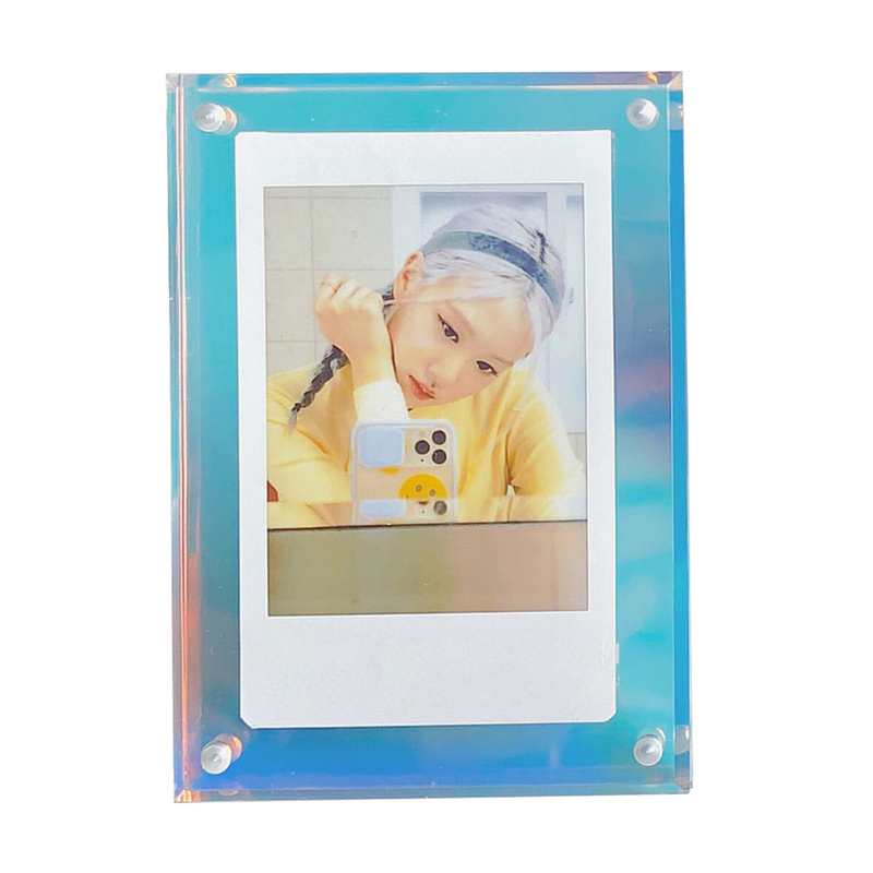 Akryl stark magnetisk dubbelsidig 3 tums polaroid fotoram genomskinlig reklamdisplay stativ etikettpapper