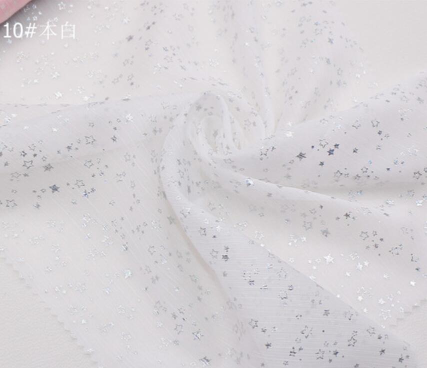 Cosplay Chiffon Stof 30D Zilveren Ster Gebronste Stof Glanzende Stof Bronzing Kostuum Jurk Stof DIY: Off white