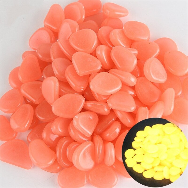 10 Pcs Amazing Garden Decor Luminous Stones Glow In the Dark Pebbles Light Emitting Aquarium Fish Tank Decoration Pebble Rocks: Orange Red
