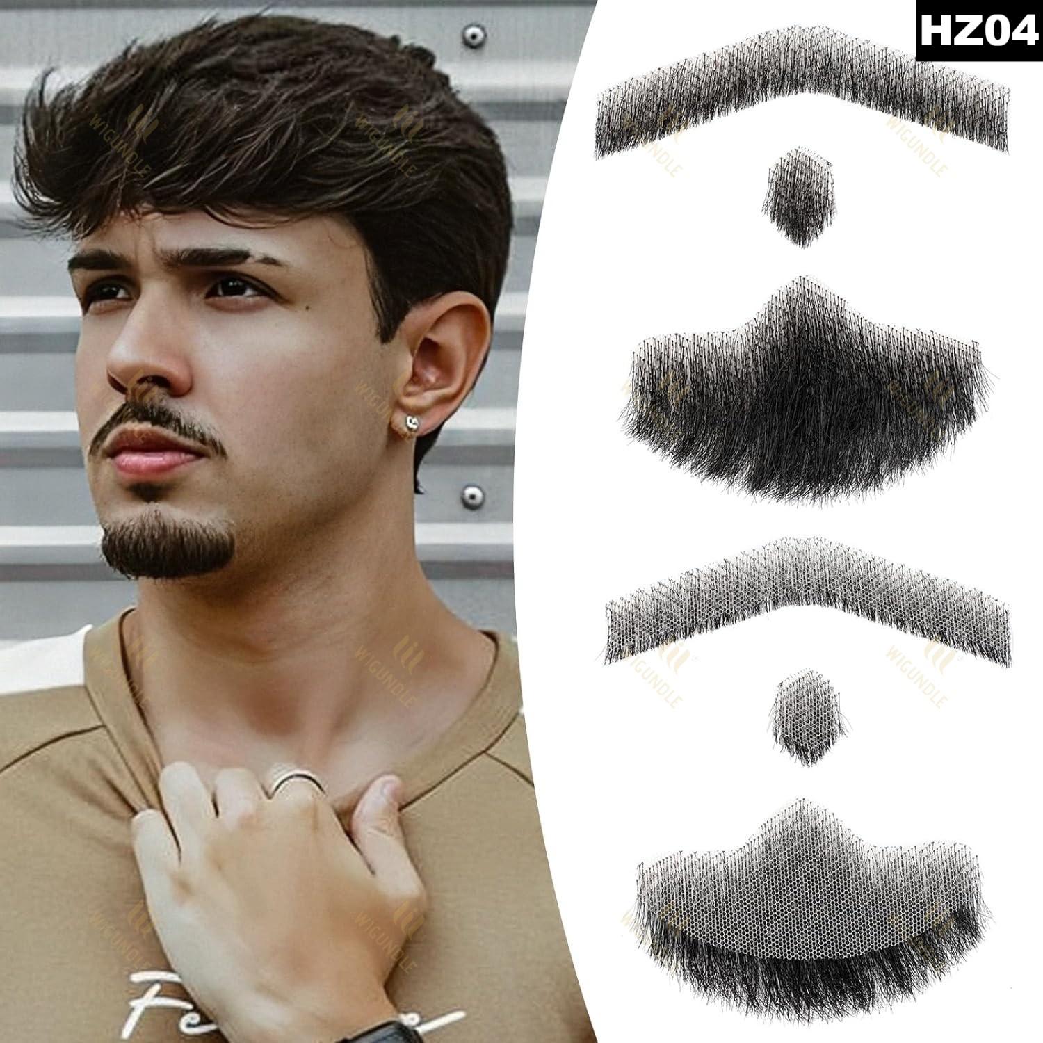 Fantasia de cavanhaque falso, cabelo facial, barba realista, bigode com fita adesiva, cabelo humano, renda, barba para halloween, festa de natal: #12