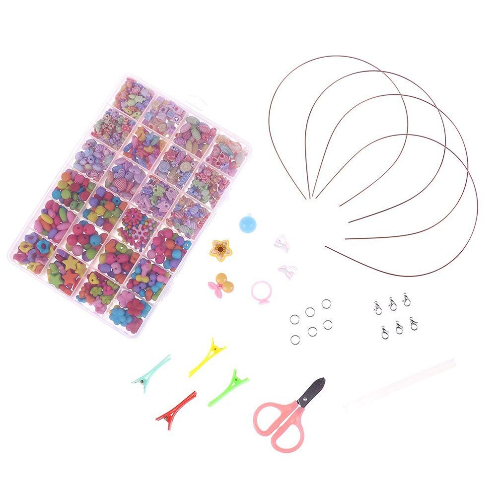 720 Stuks Kids Diy Armband Ketting Kralen Sieraden Maken Kleurrijke Acryl Kralen Met Bonus Accessoires Voor Meisjes