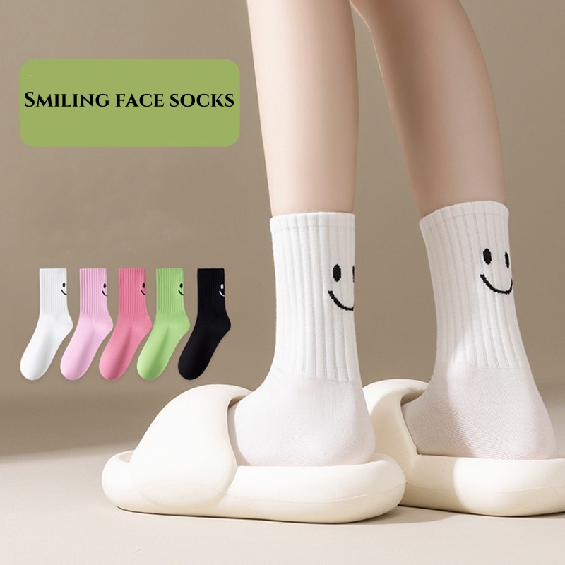 Calzini da donna calzino da donna con faccina sorridente calzini divertenti da donna Solid Dopamine calzini giapponesi/coreani coppia calzino a tubo medio calzino sportivo Casual