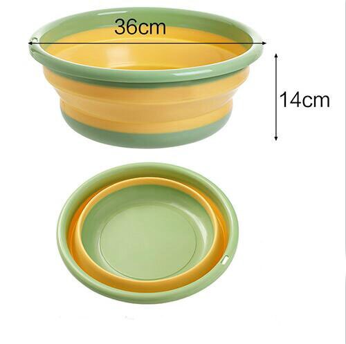 Rund sammenfoldelig håndvask udendørs rejse transportabel fortykket resistent plastvask multifunktionel hængende skridsikker håndvask: Grøn l