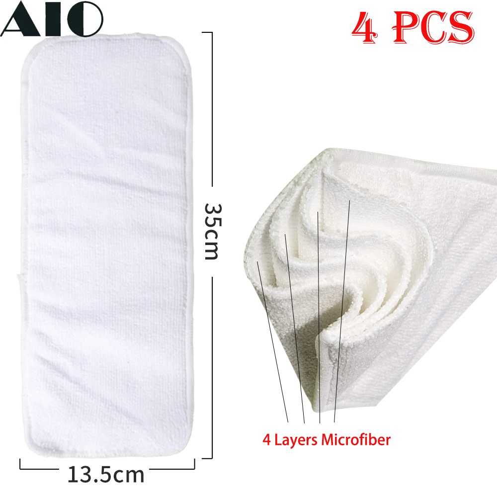 AIO Baby Nappies Microfiber Liner Fast Dry Absorbent Multilevel Cloth Diaper Inserts Washable Thick Nappy Reusable 4/10/12 pcs: 4pcs YX-NP022