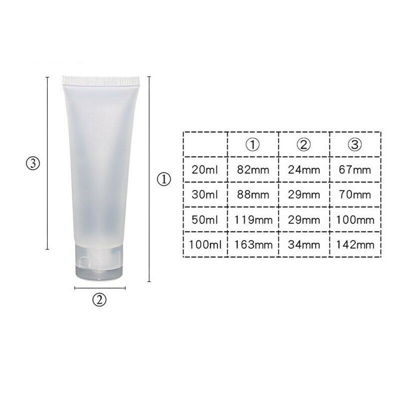 10pcs 20/30/50/100ml Portable Empty Smooth Cosmetic Tubes Cream Travel Lotion Cleanser Toothpaste Containers Travel Fill Bottles
