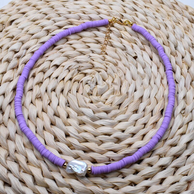 Gargantilla de cuentas de cerámica blanda de varios colores, collar de perla Irregular barroca de agua dulce Natural, joyería de playa para mujer,: F- 6mm