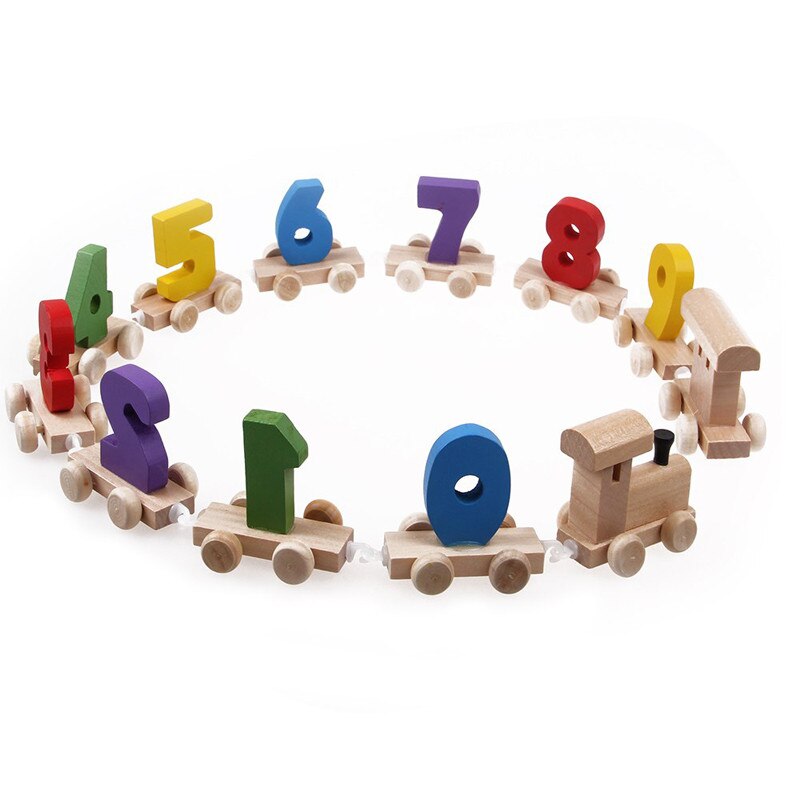 Baby Early Education Toys Montessori Box Digital Clock Math Toy Number digital Counting Wood Stick Kids Toy: Wood Digital train