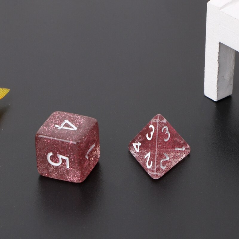 Fonkelende polyhedrale dobbelstenen voor dragon pathfinder  d20 d12 d10 d10% d8 d6 d4 7 stuks/set dobbelstenen
