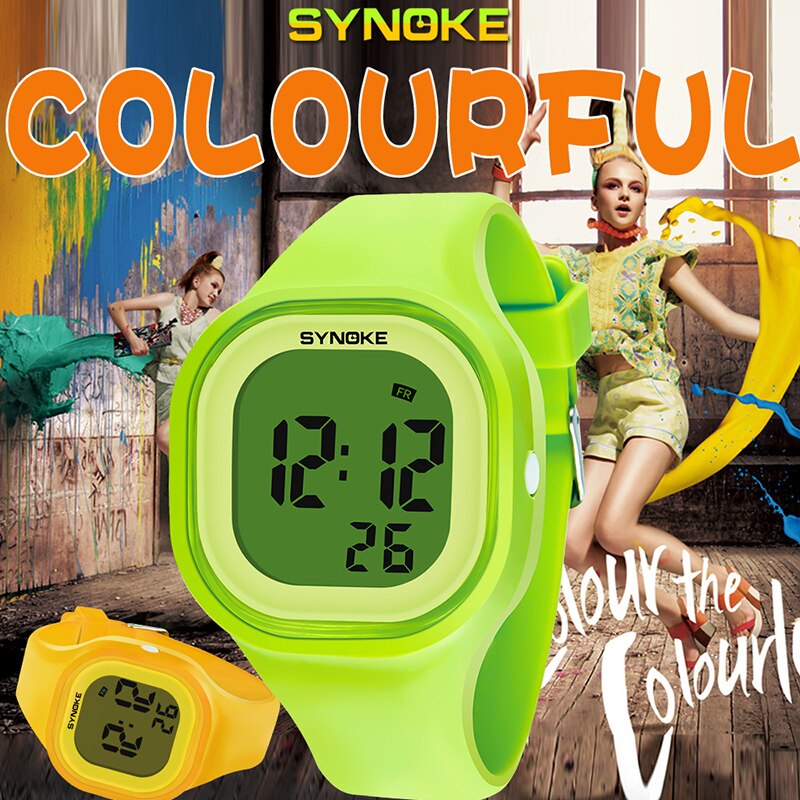 Synoke Kinderen Kinderen Digitale Horloge Meisjes Jongen Horloges Studenten Klok Kleurrijke Siliconen Led Digitale Sport Horloges