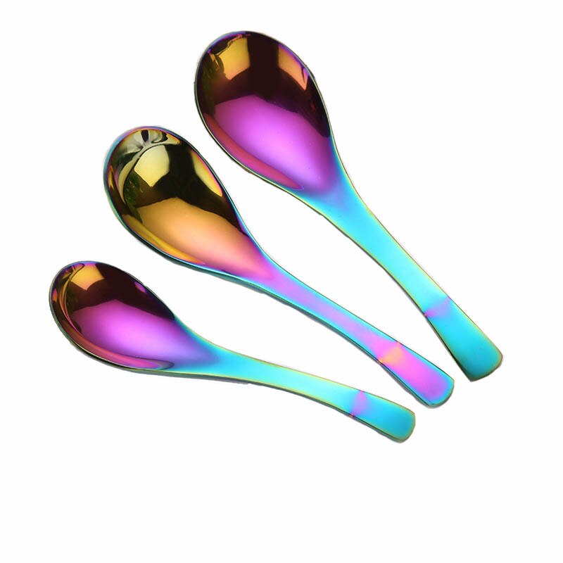 Dessertsked serveringsskeda rostfri slev bestick sked 3 storlek lång sked slev glass söt dopp tesked 3 st/set