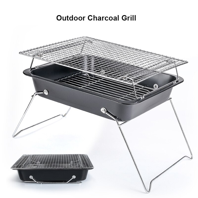 Kbxstart Houtskool Bbq Grill Patio Opvouwbare Barbecue Kachel Draagbare Outdoor Camping Picknick Bbq Accessoires Gereedschap