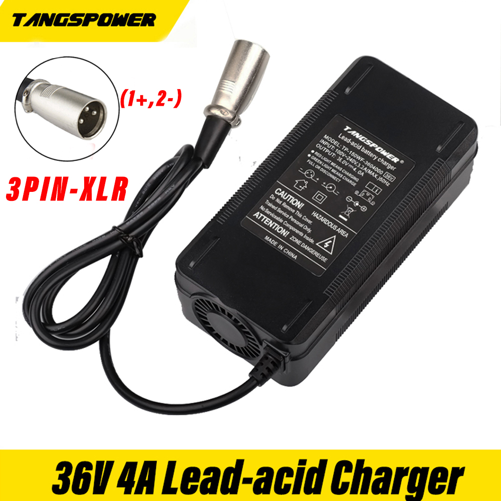 36V 4A Lead-Acid Battery Charger For 43.2V Lead-Acid Battery Charger With 3PIN-XLR Connector With Fan Strong Heat Dissipation