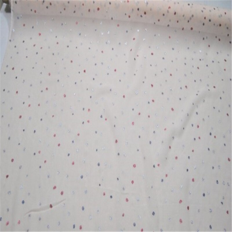 Tela Jacquard de seda brillante con de lunares, tejido de seda con estampado de puntos dorados, Jacquard metálico para decoración de primavera