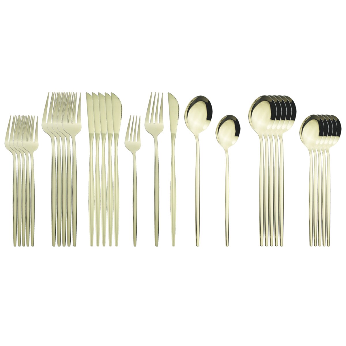 30Pcs White Gold Cutlery Set Stainless Steel Dinnerware Set Knife Fork Spoons Tableware Set Home Kitchen Flatware Silverware Set: Champagne