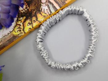 Free shippping women sweet small pure silk hair scrunchies cute gum OL basic Hair Tie Ponytail Holder: Grey