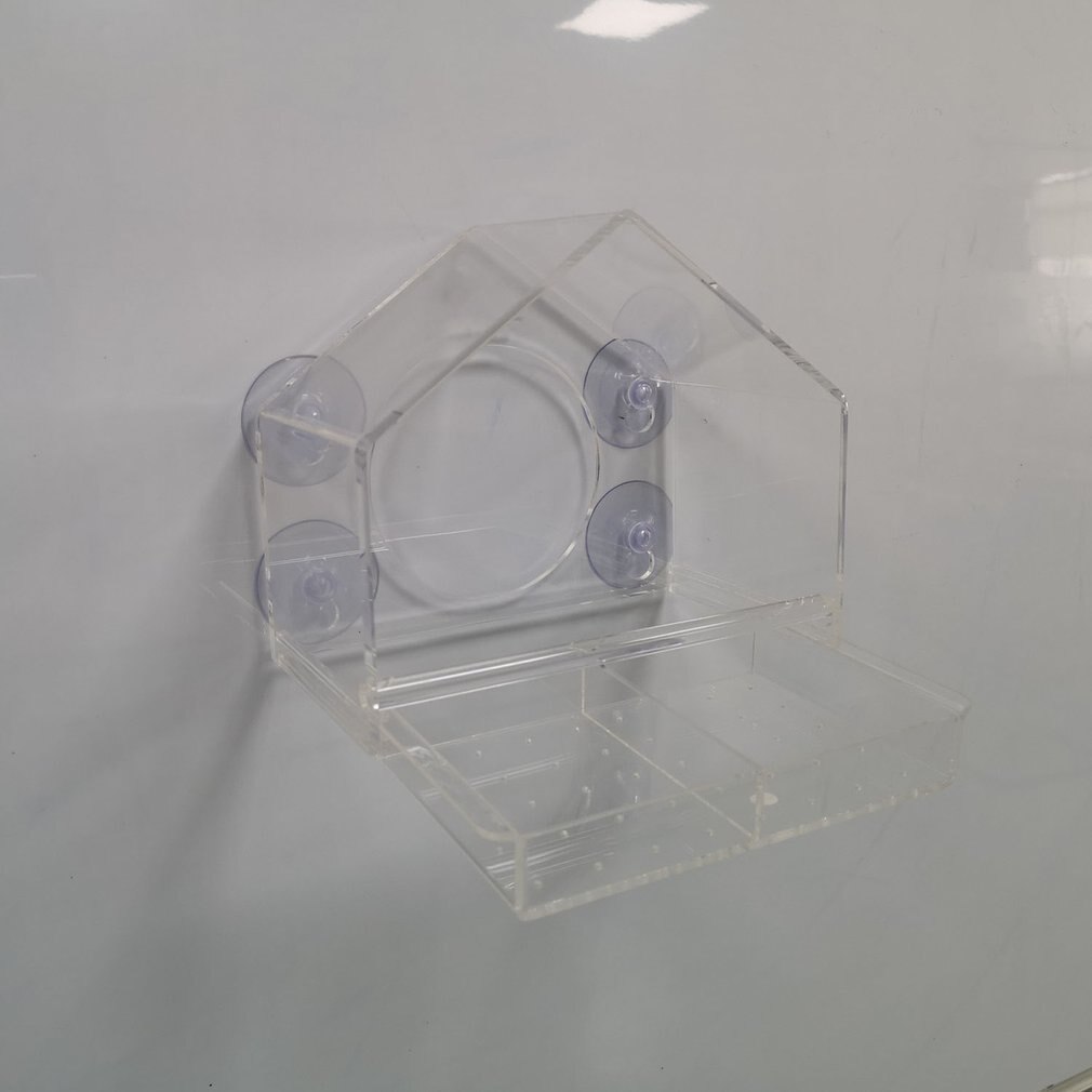 Window Bird Feeders Clear Glass Window Viewing Bird Feed Hotel Table Peanut Hanging Suction For Pet Birds Outdoor