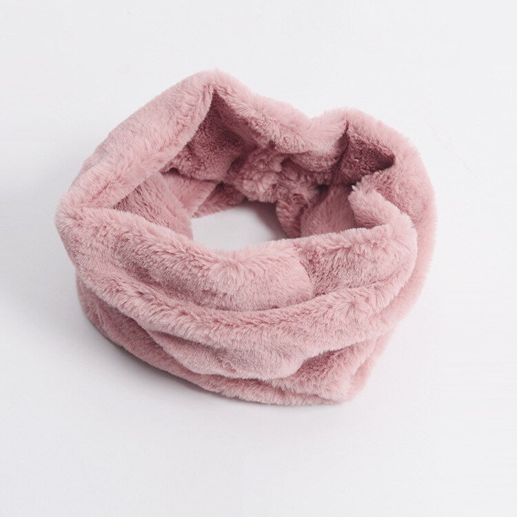 Höst vinter varm faux päls halsduk ring kvinnor damer enfärgad imitation kashmir ull halsdukar: Rosa