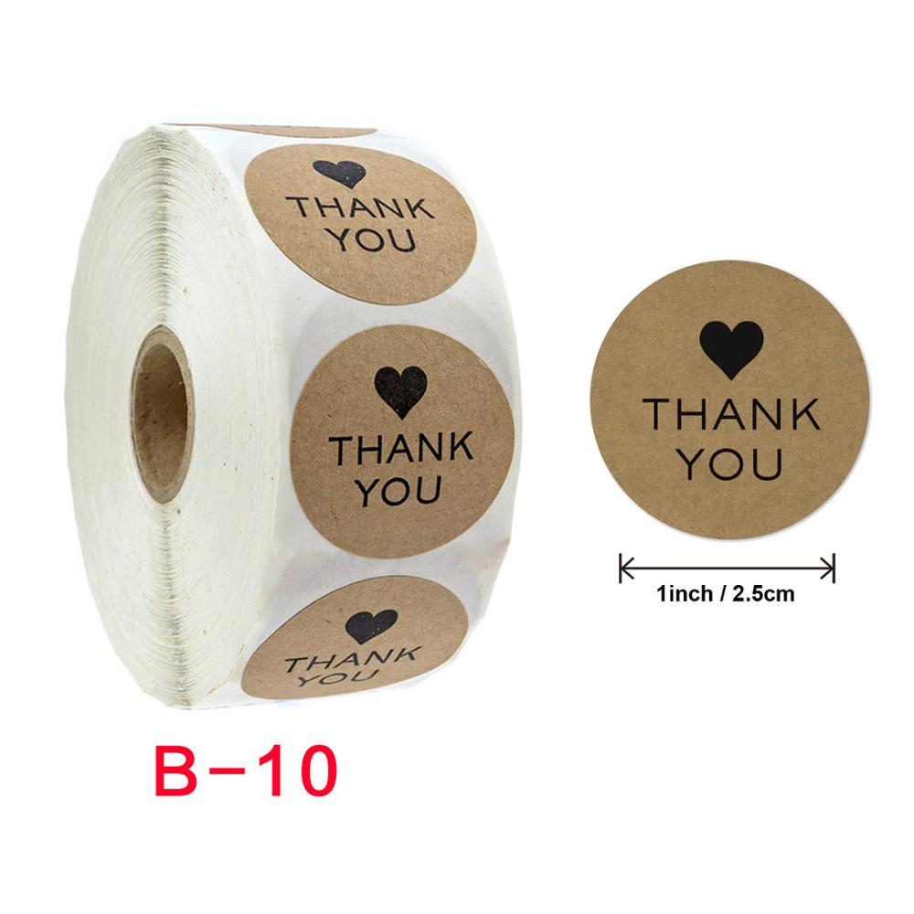 Thank You Stickers 500-Count Gracias Sticker Seal Label Kraft Paper Heart Sticker ,for Craft Project Favor Event Business: B-10