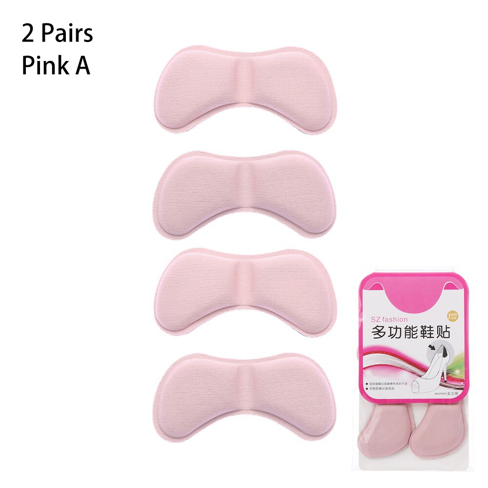 2 Pairs Vrouwen Hak Kussen Pads Hoge Hak Schoen Grips Liner Anti-Slip Zelfklevende Inlegzolen Voet care Protector Herbruikbare: Pink A