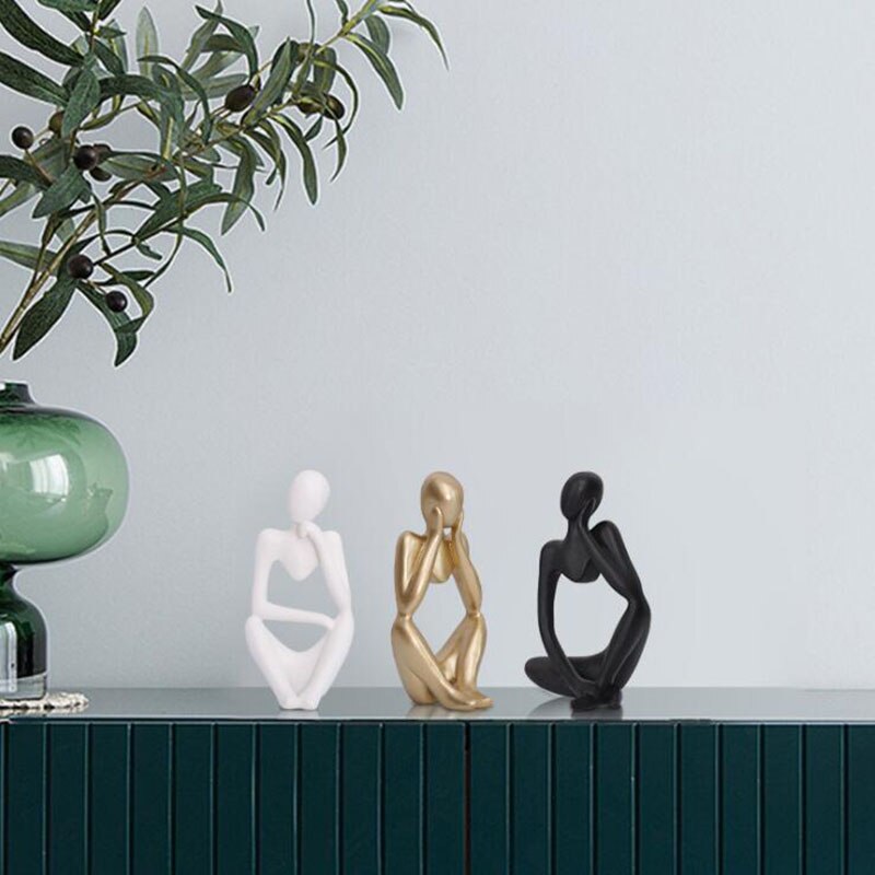 Home Decoratie Hars Sculptuur Denker Karakter Abstract Standbeeld Art Europese Stijl Voor Home Decor Moderne Kantoor Plank Desktop