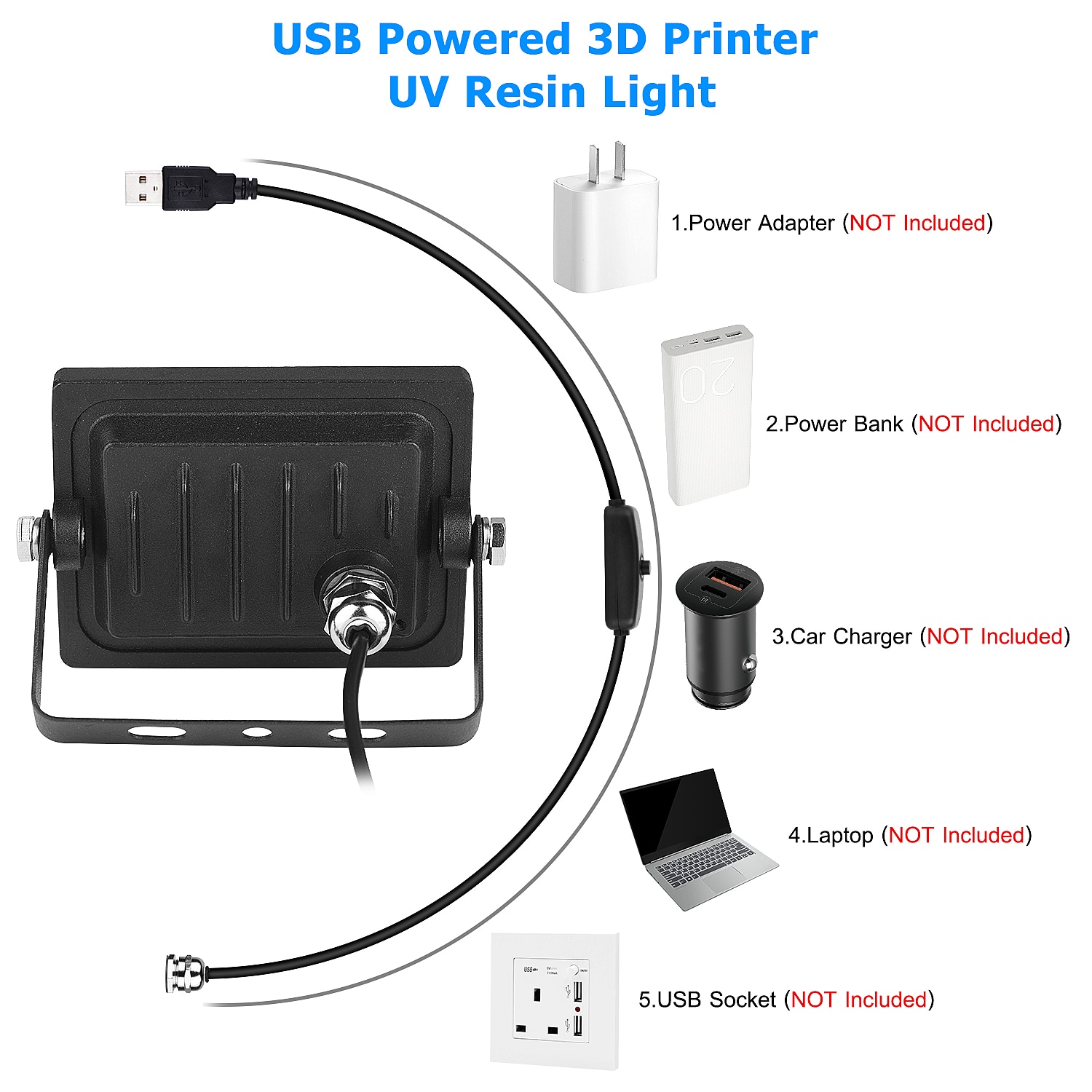 110-260V 405nm lampa robić utwardzania żywicy UV doprowadziło dla Anycubic foton SLA DLP 3D drukarki światłoczułe akcesoria wysokiej jakości