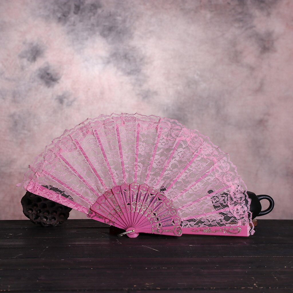 Kant Decoratieve Fans Chinese Stijl Dance Wedding Party Lace Silk Folding Handheld Bloem Fan Party Prestaties Hand Held Rekwisieten: D