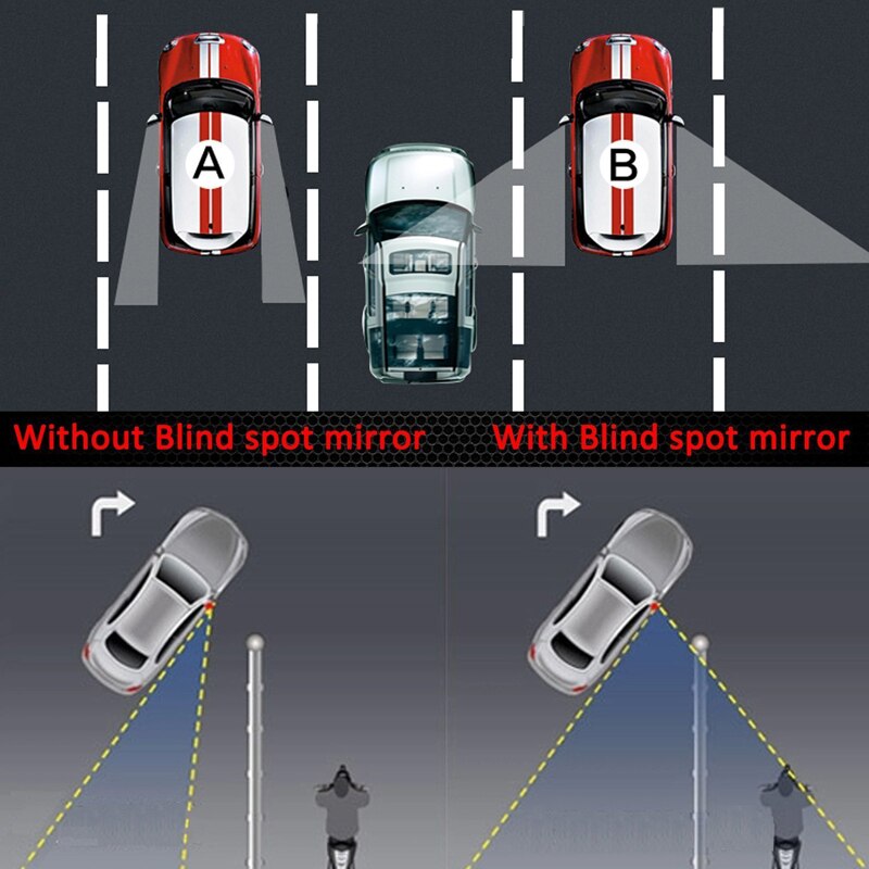 Bil blindsone speil 360 rotasjons justerbart bakspeil vidvinkel konveks linse til parkering hjelpespeil