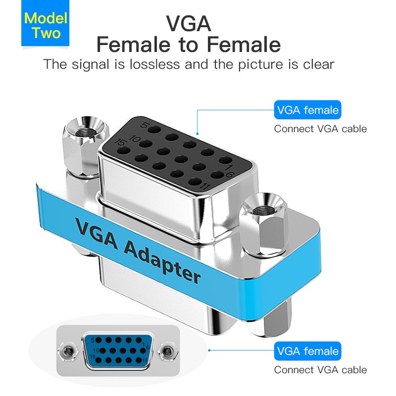 Vention VGA Coupler 15 Pin VGA Male to VGA Feamle Adapter HD15 Female to Female Gender with Gold-Plated for PC TV SVGA Adapter: DDCI0