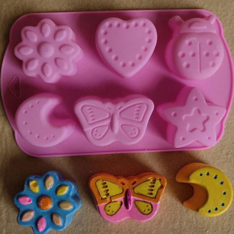 6 Different Shapes DIY Handmade Silicone Soap Mold Chocolate Biscuit Fondant Cake Decor Template Cake Baking Mold Tool