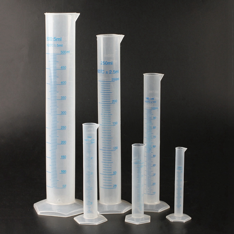 10 25 50 100, 250 de 500ml cilindro graduado para medir los estudiantes laboratorio DIY 6 uds
