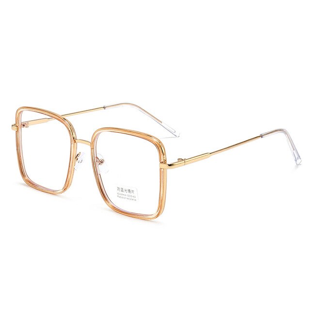 Big Frame Square Anti-blue Light Glasses Oversized Computer Eyewear Frame For Women&amp;Men Square Optical Glasses Car Eyeglasses: C