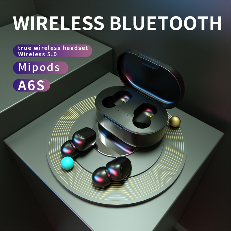 A6S Tws Bluetooth 5.0 Oortelefoon Noise Cancelling Fone Headset Met Microfoon Handsfree Oordopjes Voor Xiaomi Redmi Airdots Draadloze Oordopjes