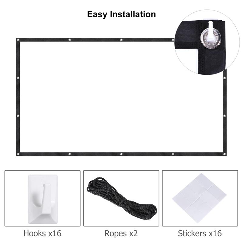 HOMEMAXS 120 Inch 16:9 Projector Screen Indoor Outdoor Portable Movie Projection Screen For Home Cinema