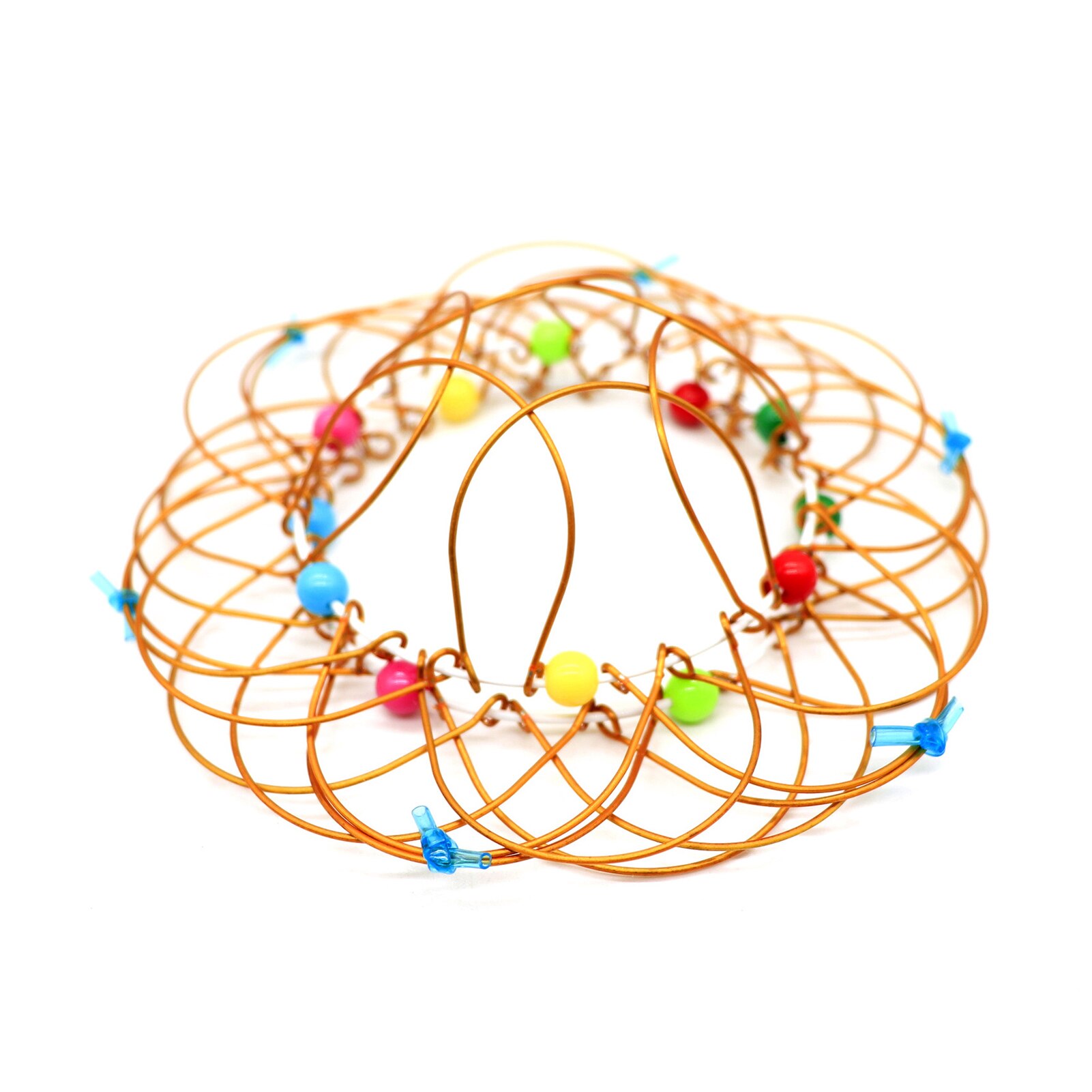 Multiple Changes Iron Hoop Ring Toy Small Iron Wire Circle Toy with Color Beads Hundred Flower Magic Iron Ring FEA889