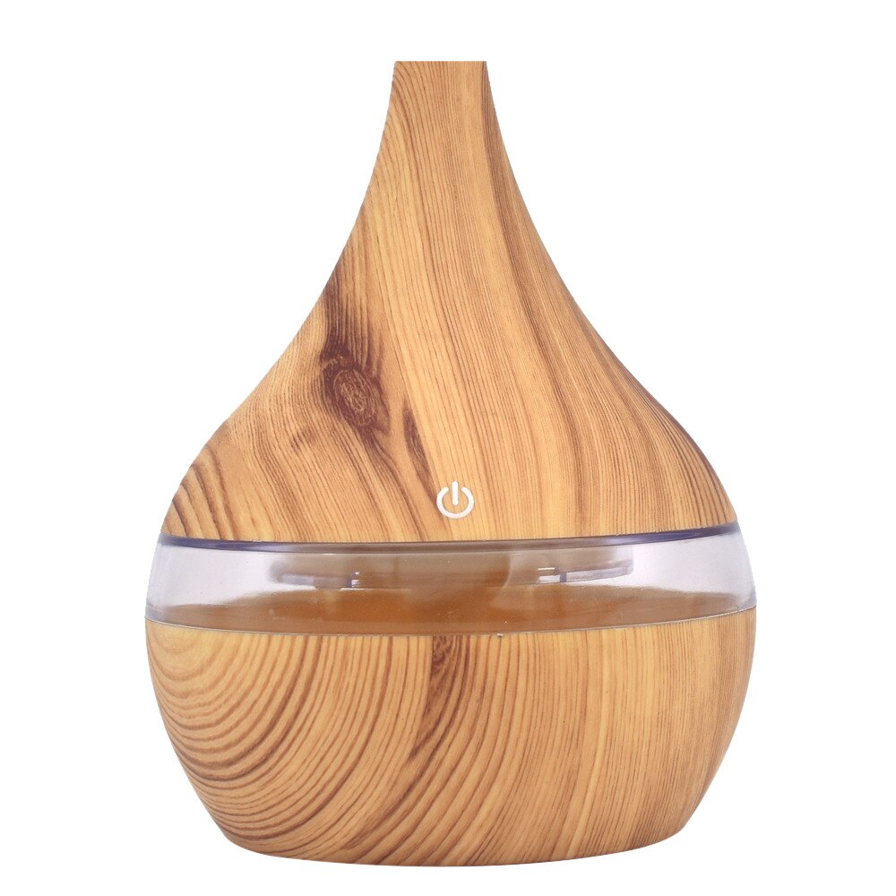 Air Aroma Essential Oil Diffuser LED Ultrasonic Aroma Aromatherapy Humidifier USB Wood Grain Oil Aroma Diffuser Humidifier: Yellow 