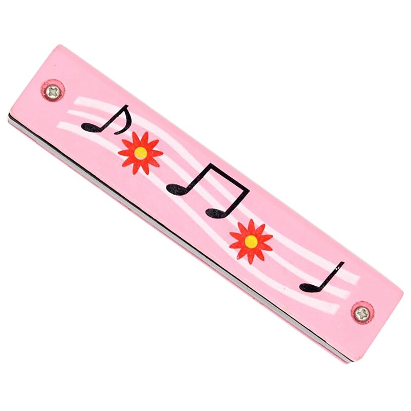 Wooden Harmonica For Children Toys Musical Instruments 16 Holes Double-Row Blow Cartoon Woodwind Mouth Harmonica: Light Yellow