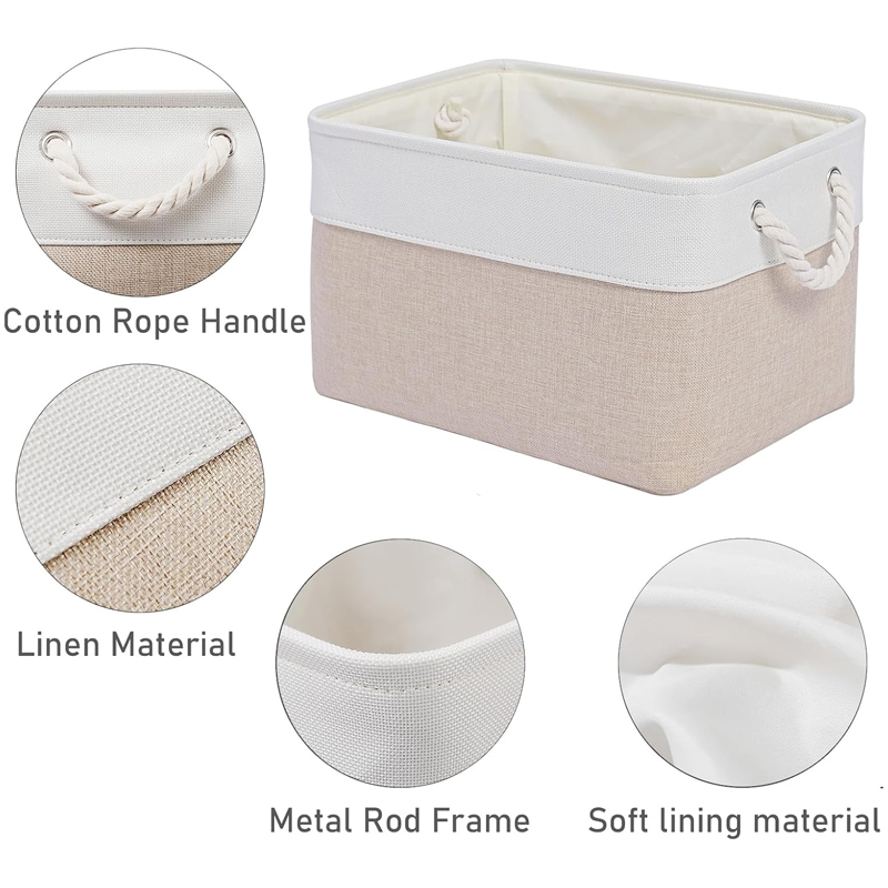 Foldable Fabric Fabric Storage Baskets, with Handles Linen Wardrobe Storage Rack Home Wardrobe Towel Toys Storage Basket