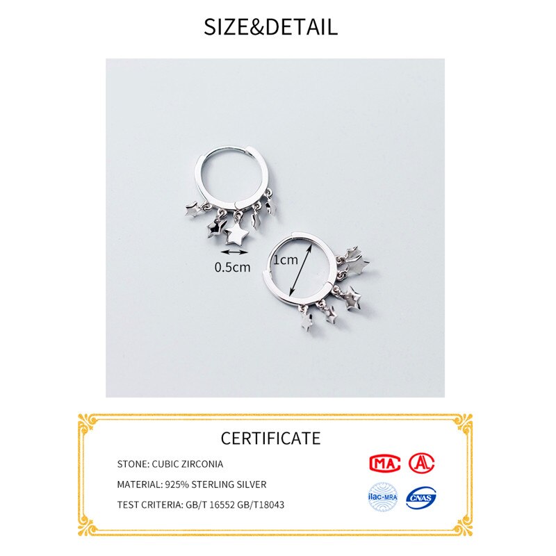 Inzatt Real 925 Sterling Zilver Leuke Ster Oorringen Voor Vrouwen Party Voorkomen Allergie Fijne Sieraden Goud Kleur Accessoires