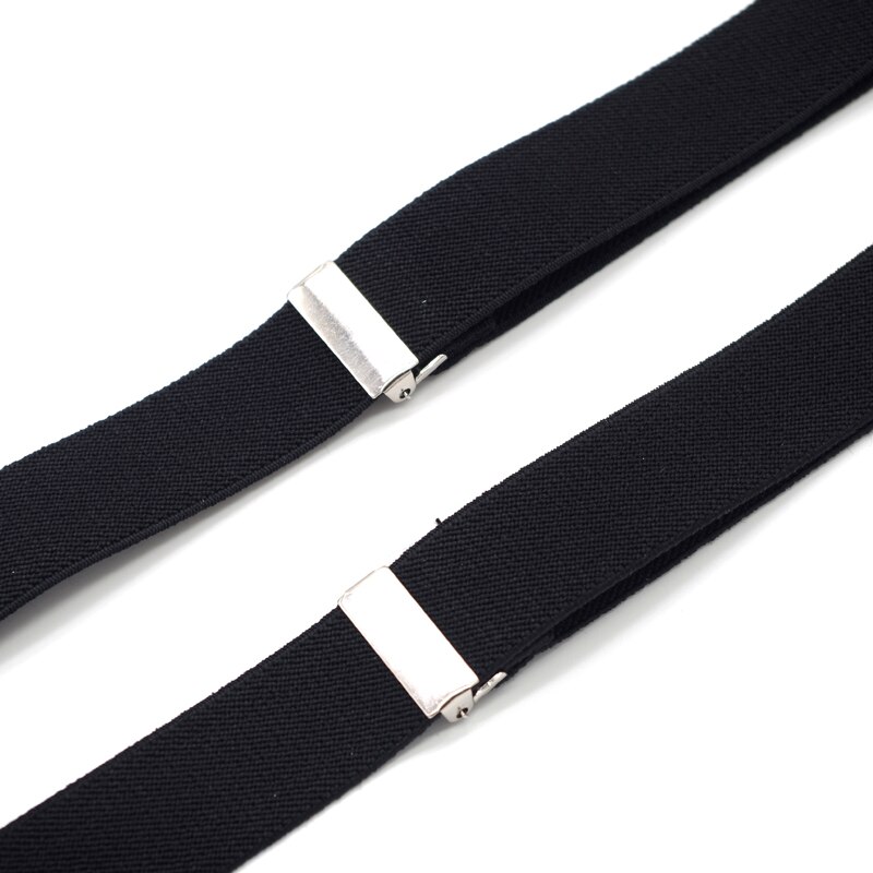 Black Button Suspenders Leather for Women Y-back Shape Length-adjustable Male Elastic Suspenders 2.5*120cm NBD9121