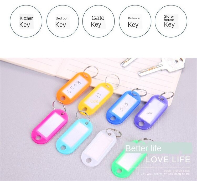 Diysomes 30 stk farverige plastik nøgleringe sprog id tags labels nøgleringe navne tags med split ring til bagage bagage tag
