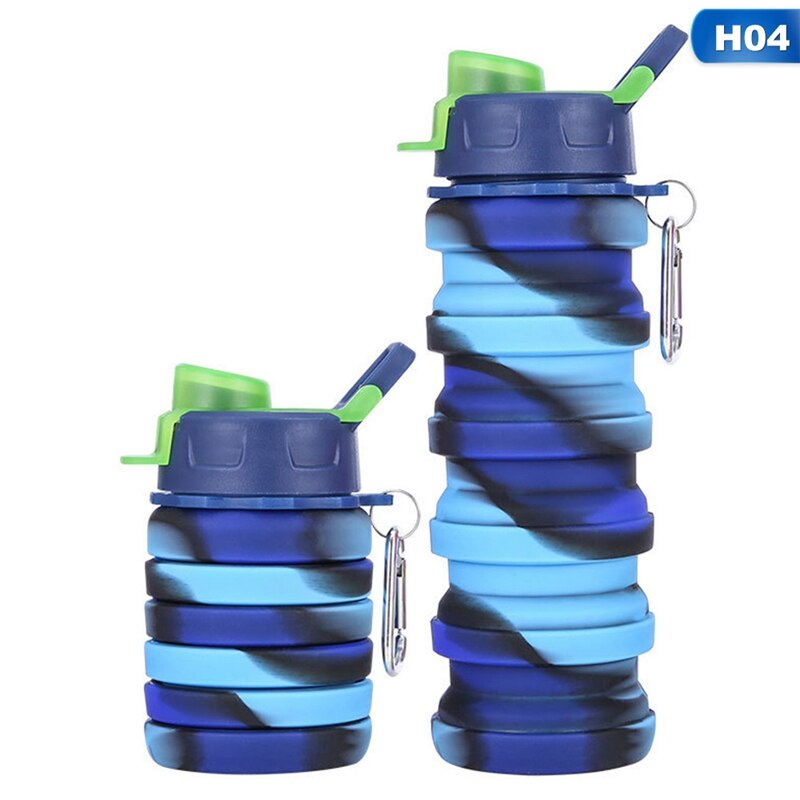 Trinkwasser Falten Dicht Klapp Silikon Nette Wasser Flasche freundlicher Stroh Tasse draussen Wandern Camping 500ml: H04